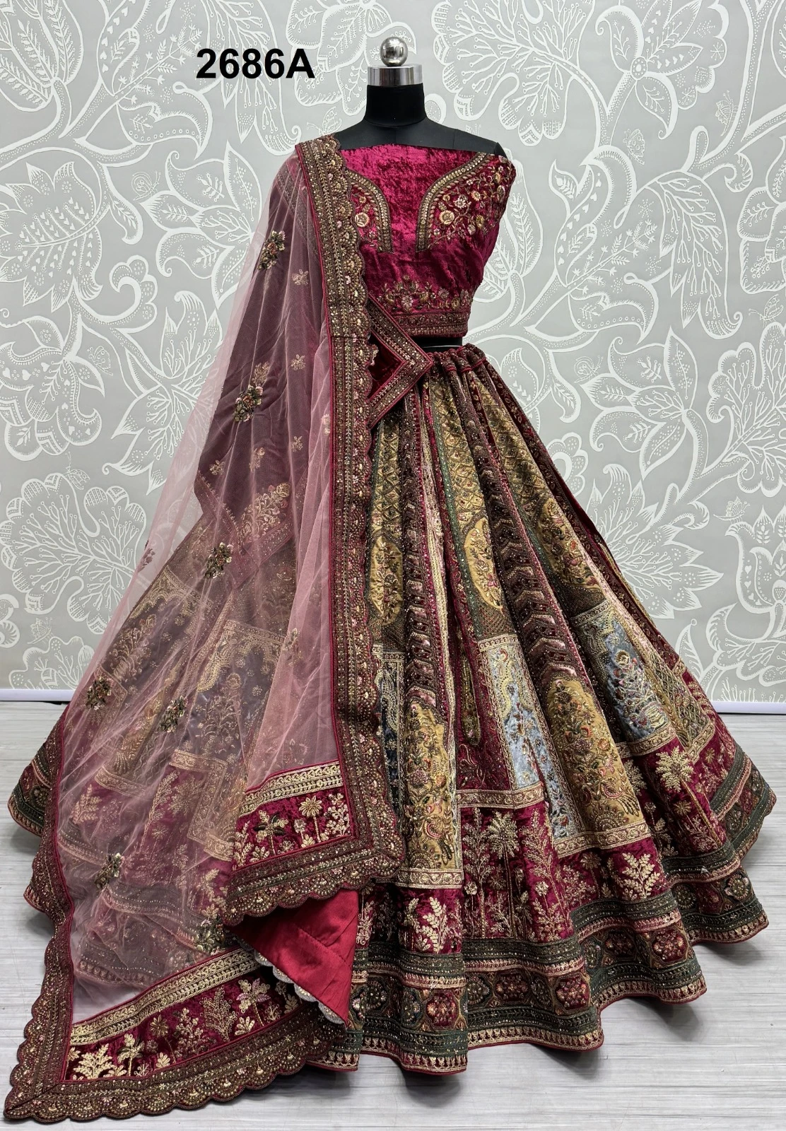 Anjani Art Designer Indian Bridal Velvet Lehenga Wholesale Catalog — Wholesale Lehenga, MPA wholesale from Surat - Gallery Image 7